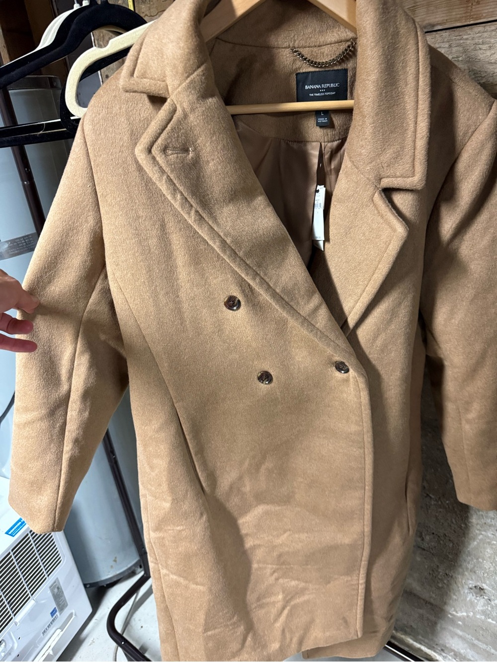 Banana Republic Camel Double-Breasted Wool-Blend Pea Coat
